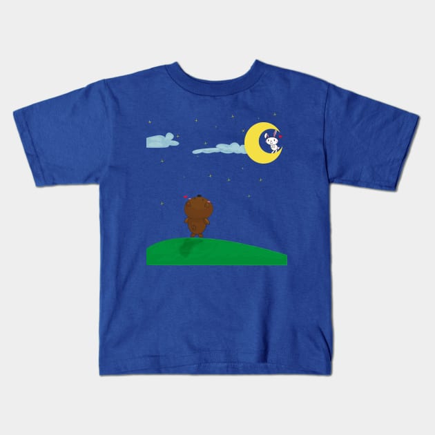 My Beloved Bunny, Stuck on the Moon Kids T-Shirt by BunnyMarie